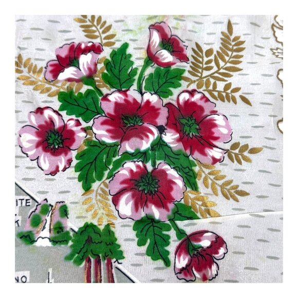 California Map Landmarks Handkerchief 16" Rayon & Silk Hand Rolled Made In Japan - Picture 3 of 8